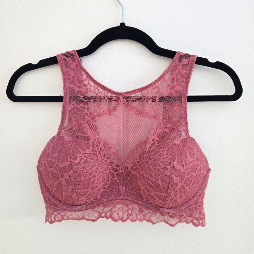 Victoria's Secret Lace Mesh High Neck Underwire Bralette